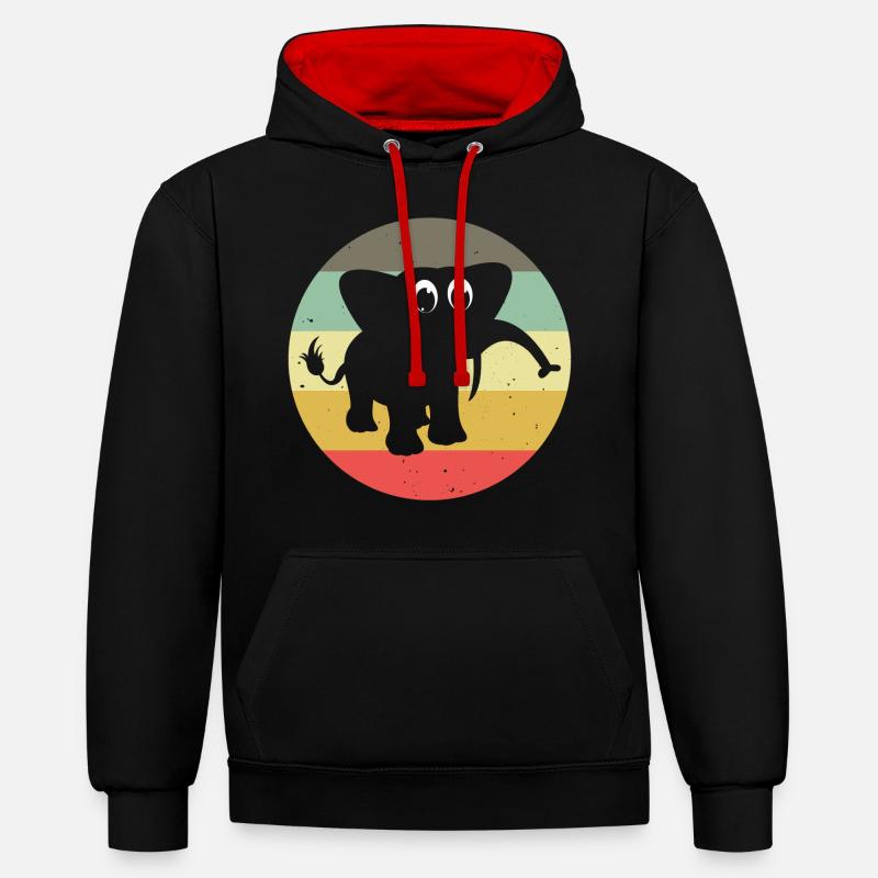 Eléphant éléphant pour enfants - Sweat à capuche contrasté - noir/rouge