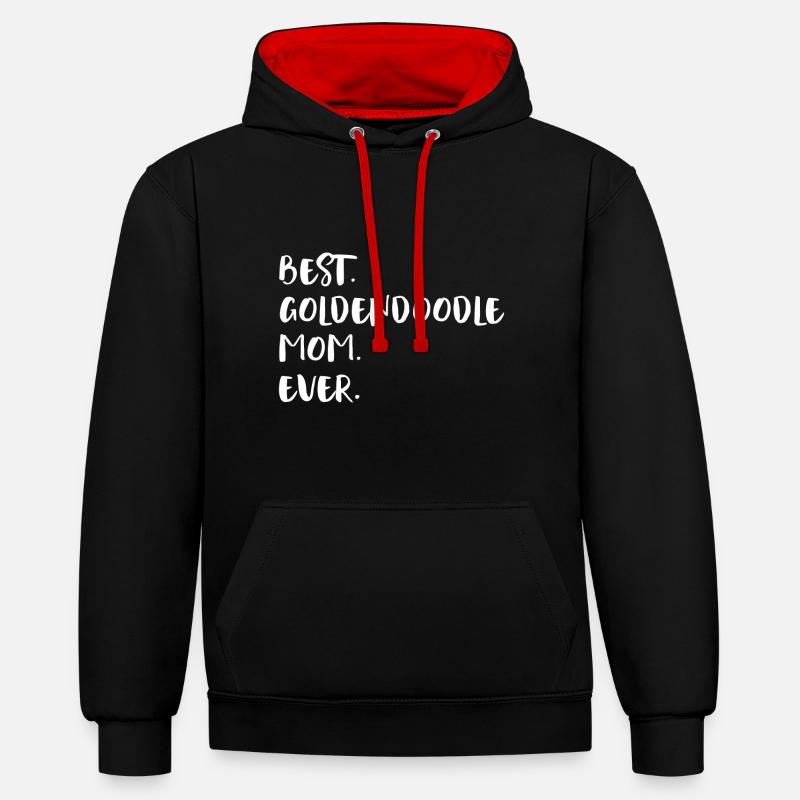 Goldendoodle - Sweat à capuche contrasté - noir/rouge