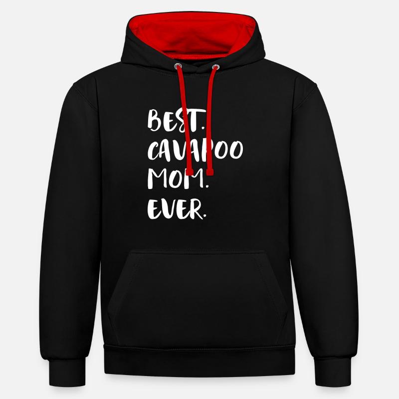 Cavapoo Cavoodle - Sweat à capuche contrasté - noir/rouge