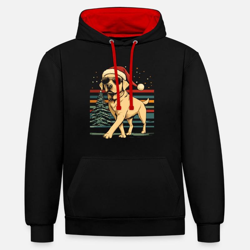 Noël au Labrador - Sweat à capuche contrasté - noir/rouge