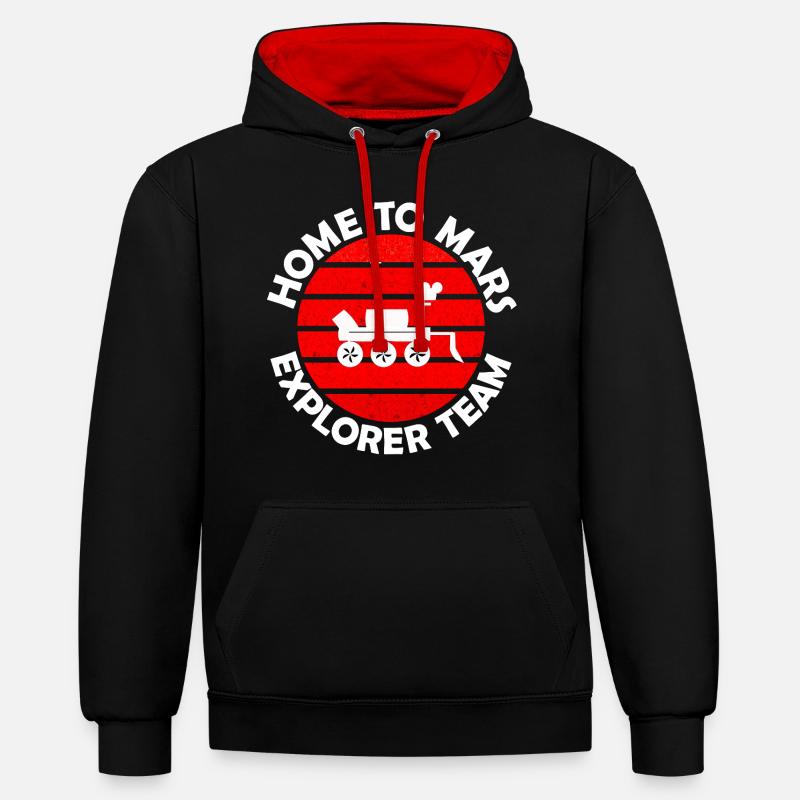 La découverte de Mars - Sweat à capuche contrasté - noir/rouge