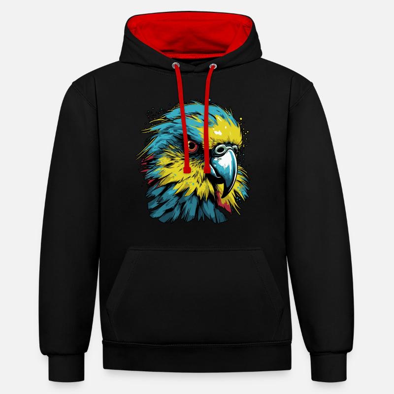 Perruche ondulée - Sweat à capuche contrasté - noir/rouge