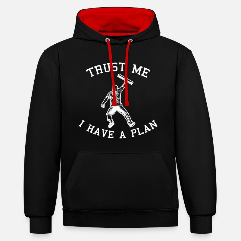 Croyez-moi, j’ai un plan - Sweat à capuche contrasté - noir/rouge