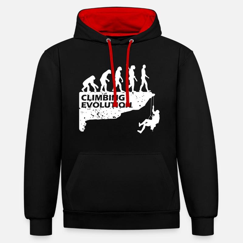 Evolution de l'escalade - Sweat à capuche contrasté - noir/rouge