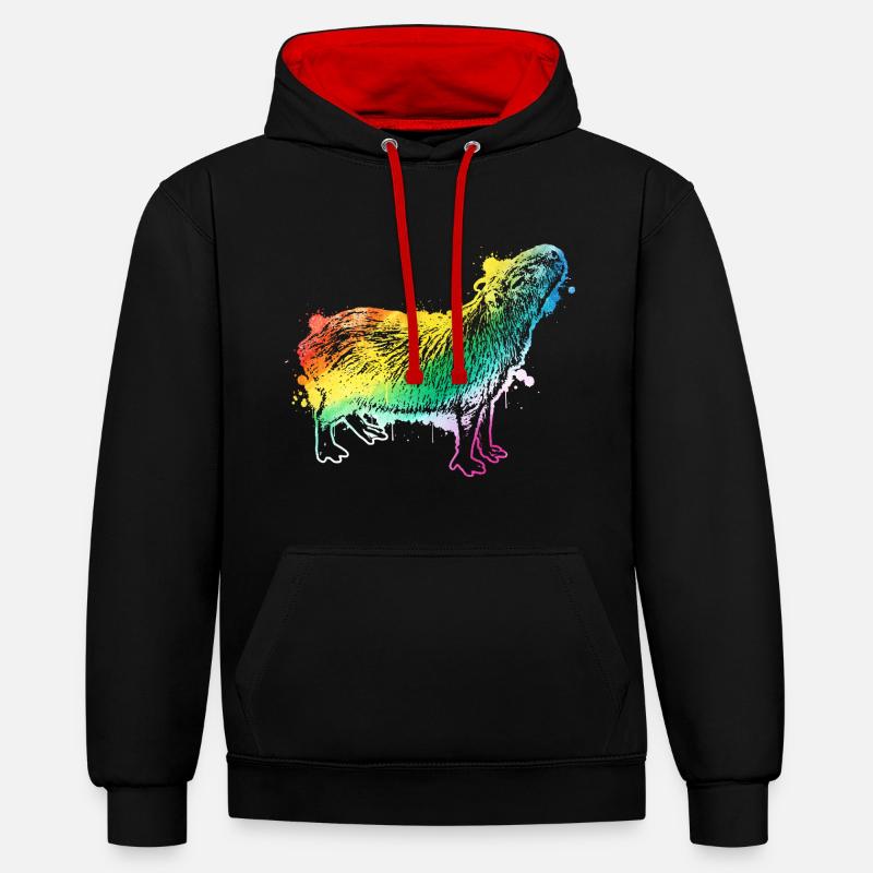 Capybara - Sweat à capuche contrasté - noir/rouge