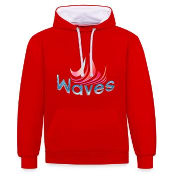 Conception de vagues - Sweat à capuche contrasté - rouge/blanc - Devant - Liana (172cm) & Jaron (178cm)