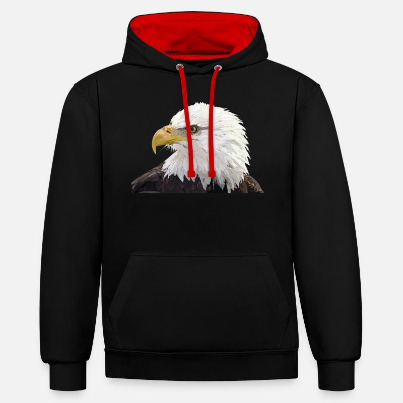 Pygargue à tête blanche - Sweat à capuche contrasté - noir/rouge