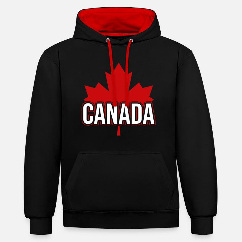 Drapeau du canada - Sweat à capuche contrasté - noir/rouge
