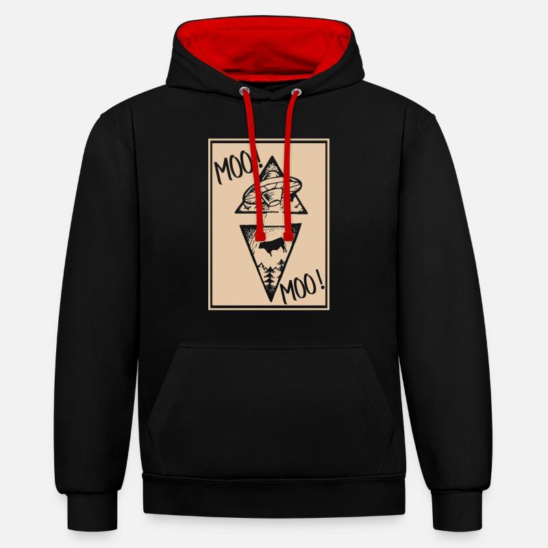 Vaches vaches - Sweat à capuche contrasté - noir/rouge
