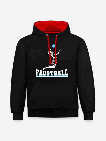 Faustball Fistball Sport - Kontrast-Hoodie - Schwarz/Rot