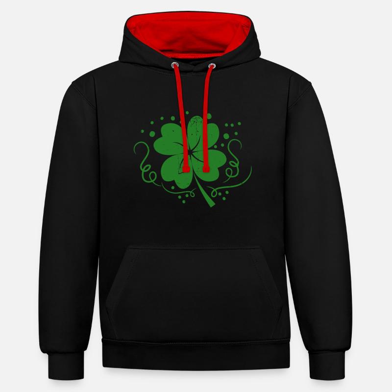 cloverleaf - Sweat à capuche contrasté - noir/rouge