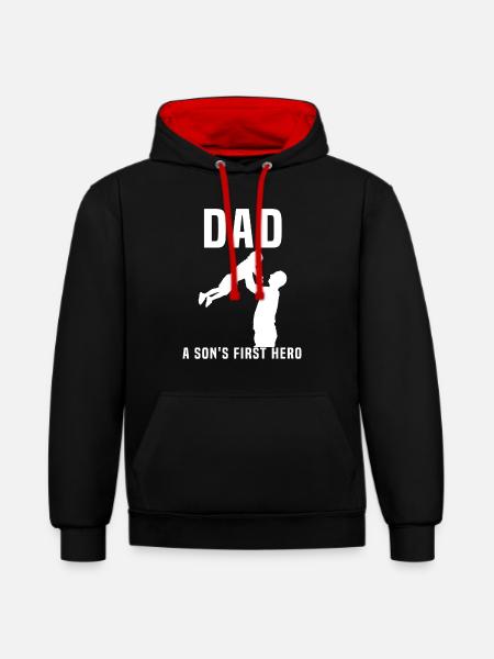 Père et fils - Sweat à capuche contrasté - noir/rouge