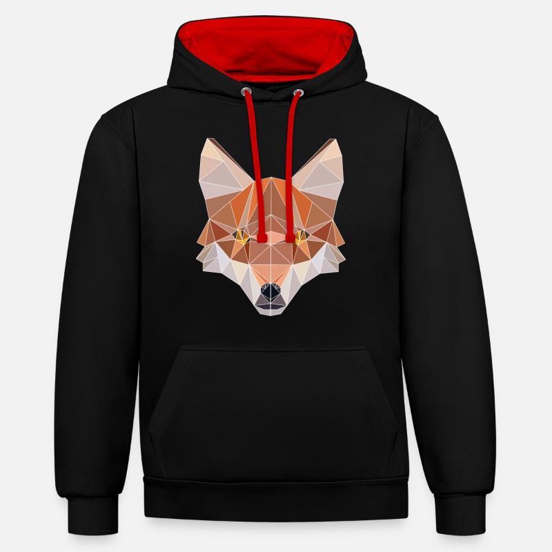 Tshirt polygonal Design Symmetrical Triangular - Sweat à capuche contrasté - noir/rouge