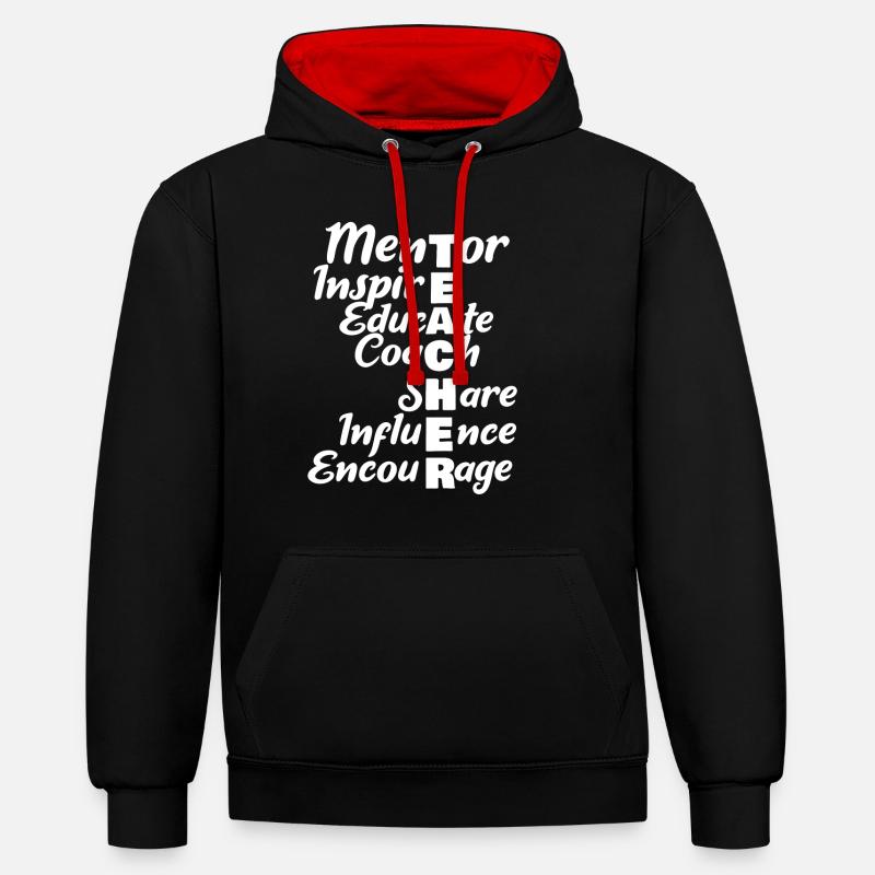 Enseignant mentor - Sweat à capuche contrasté - noir/rouge