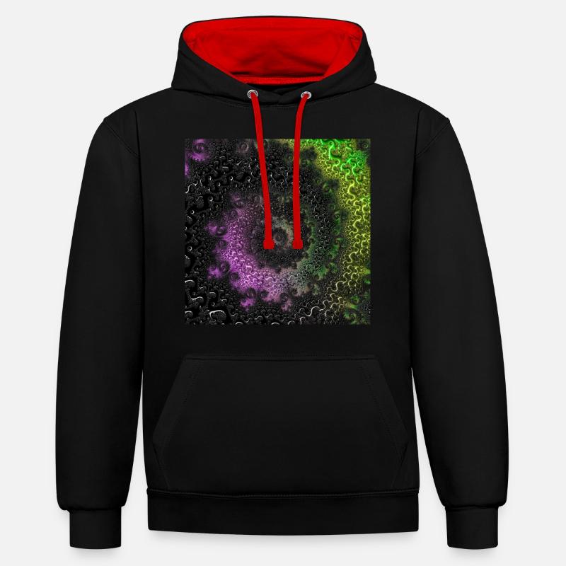 Fractale # 65_2 Quantité de Mandelbrot - Sweat à capuche contrasté - noir/rouge