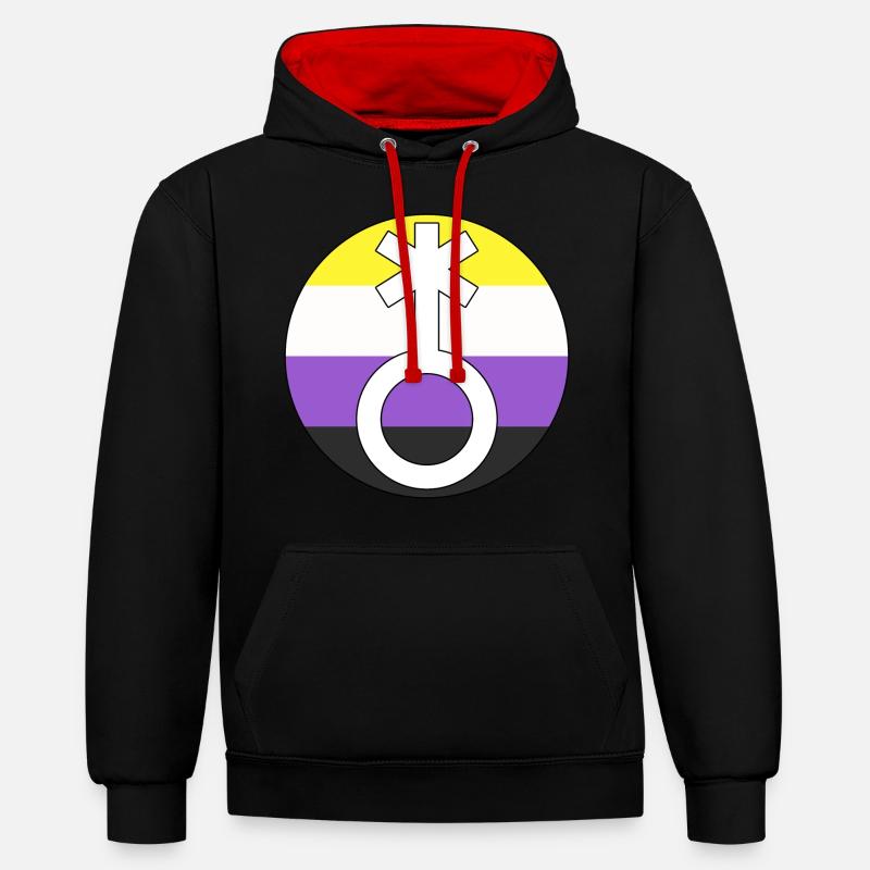 Symbol Nonbinary Non-Binary Nonbinary Gender - Contrast hoodie - black/red