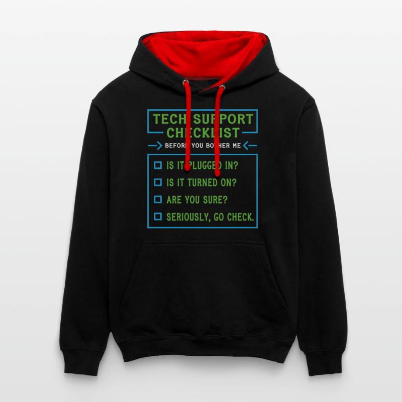 Tech Support Checklist Coding Shirt For Contrast hoodie