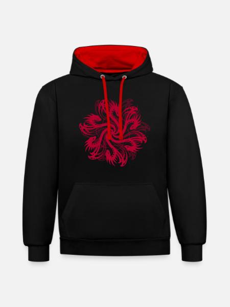 Rote Drachen - Kontrast-Hoodie - Schwarz/Rot