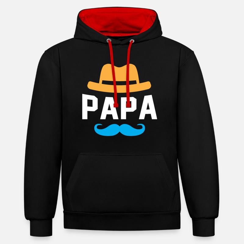 PAPI - Sweat à capuche contrasté - noir/rouge