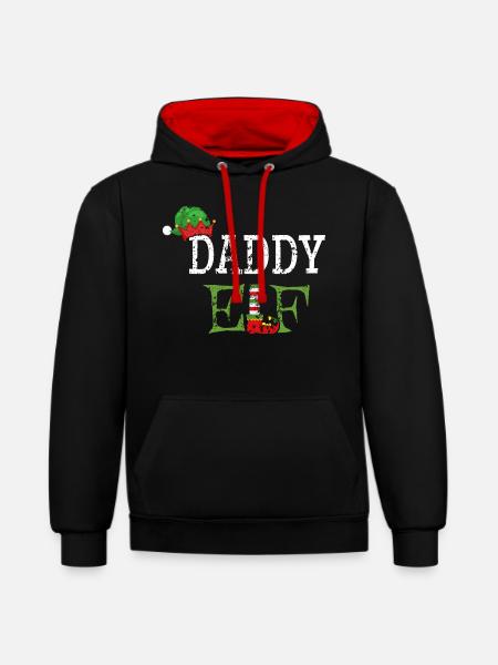 Daddy Elf - Papa der Weihnachts-Elf - Kontrast-Hoodie - Schwarz/Rot