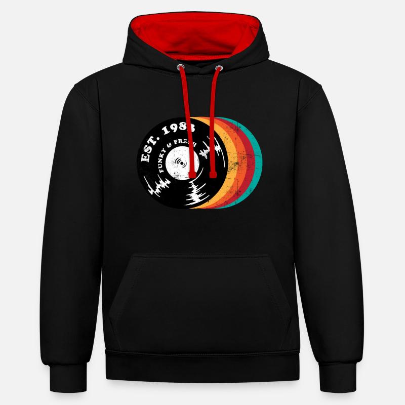 1983 40e anniversaire - Sweat à capuche contrasté - noir/rouge