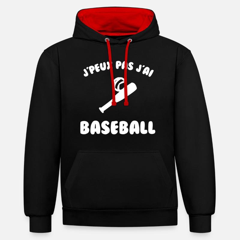 J’peux pas j’ai baseball - Sweat à capuche contrasté - noir/rouge