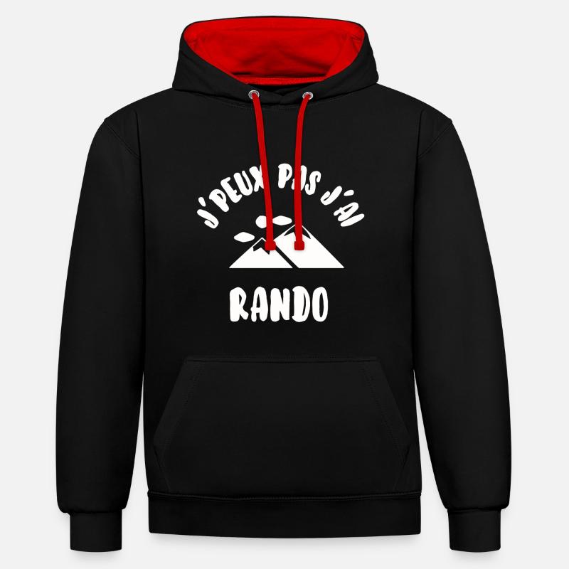 J’peux pas j’ai rando - Sweat à capuche contrasté - noir/rouge