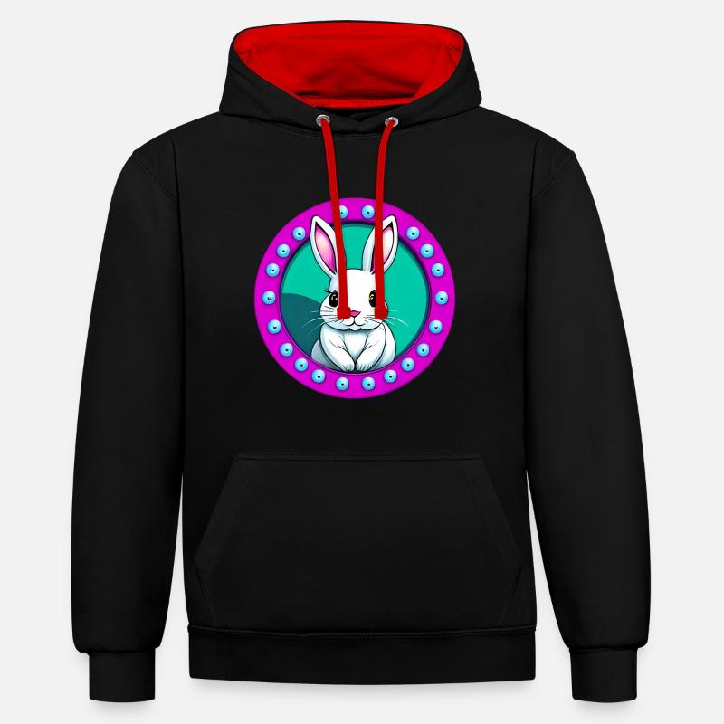 Lapin de Pâques mignon - Sweat à capuche contrasté - noir/rouge