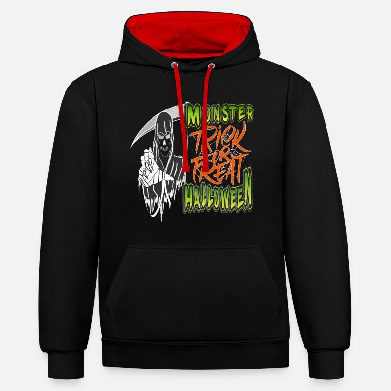 Monster Halloween Süßes oder Saures - Kontrast-Hoodie - Schwarz/Rot