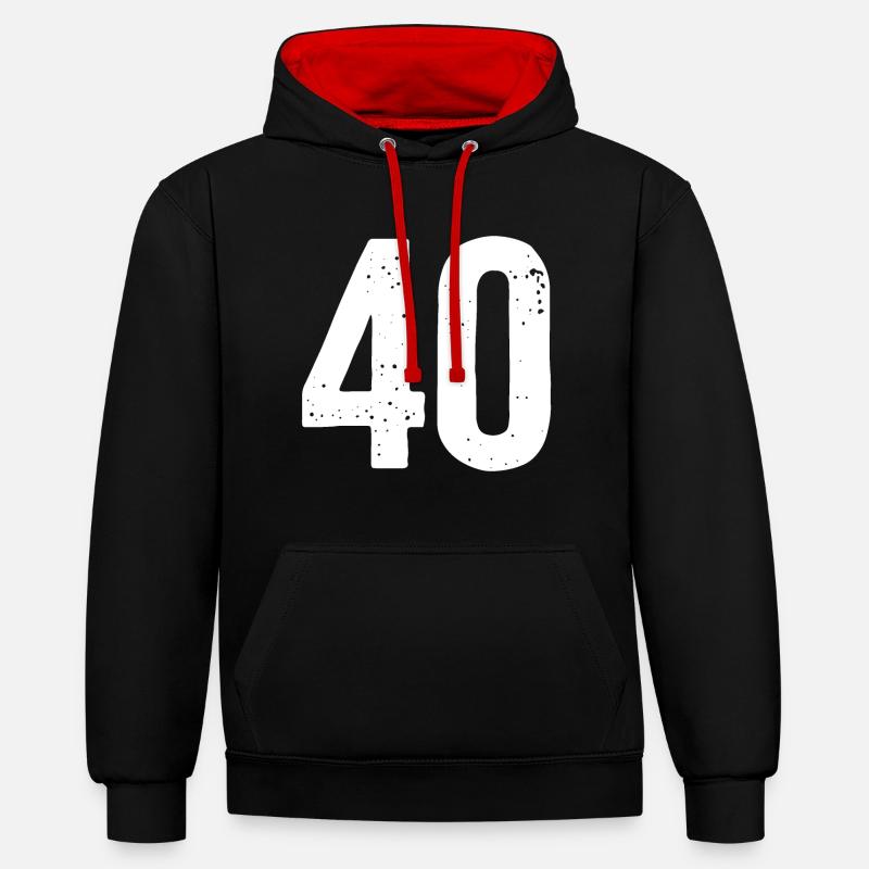 40 numéros blancs - Sweat à capuche contrasté - noir/rouge