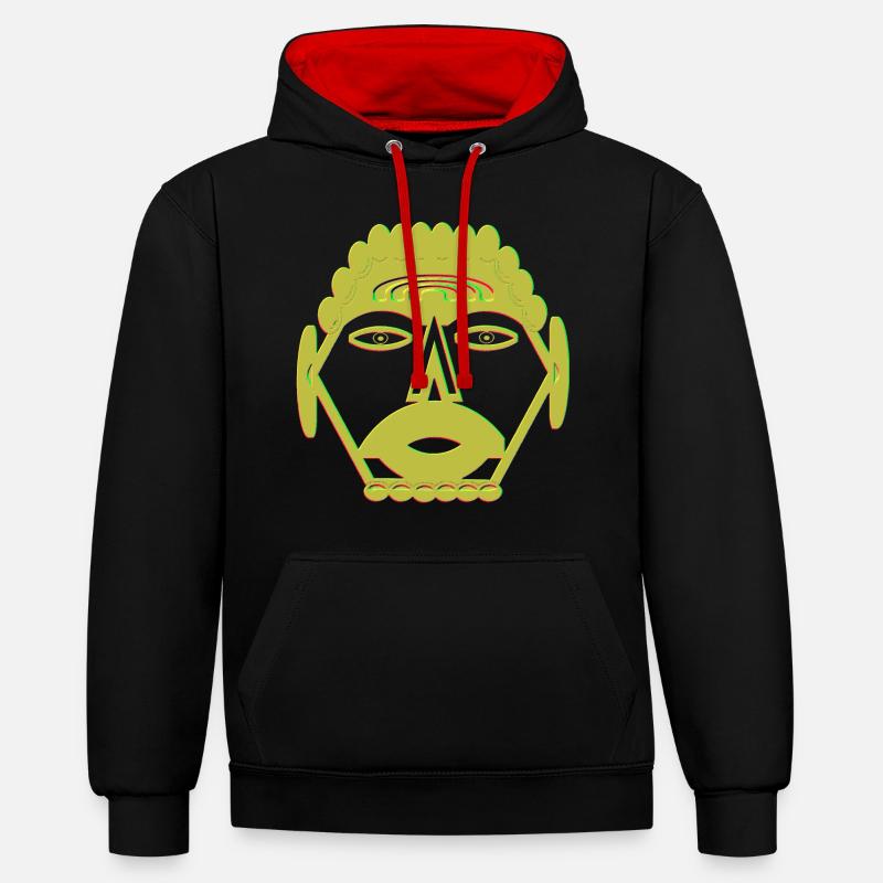 couper - Sweat à capuche contrasté - noir/rouge