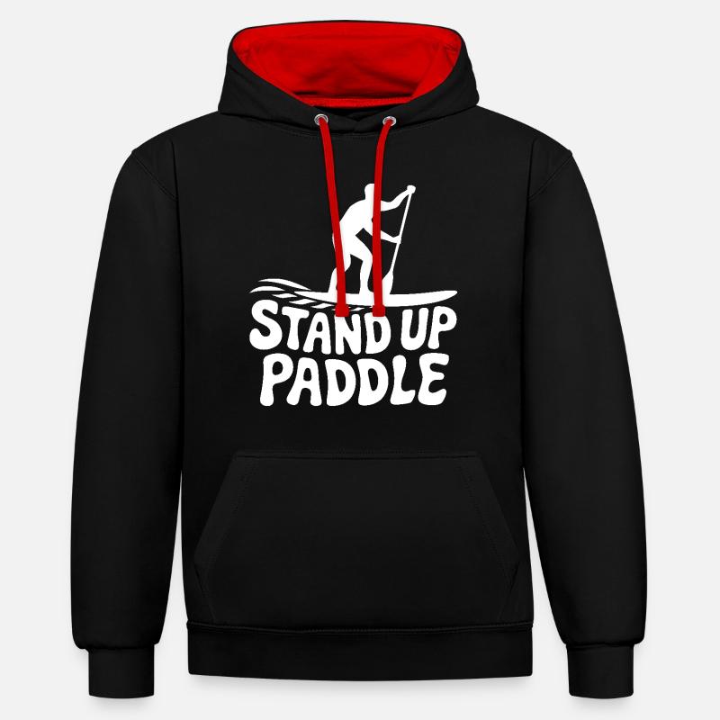 SUP Stand Up Paddle - Sweat à capuche contrasté - noir/rouge