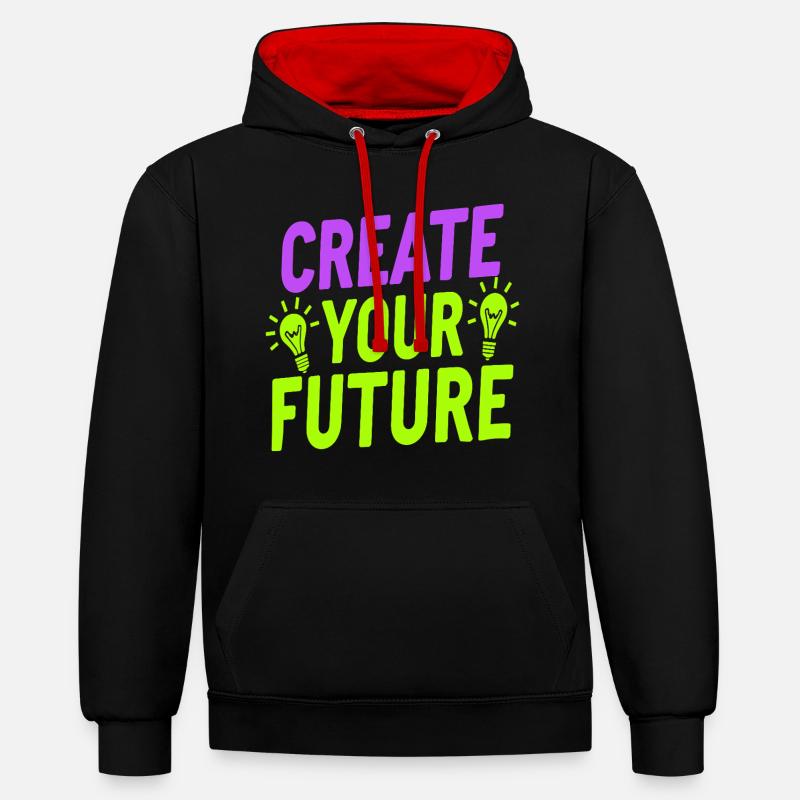 Create Your Future Glühbirne - Kontrast-Hoodie - Schwarz/Rot