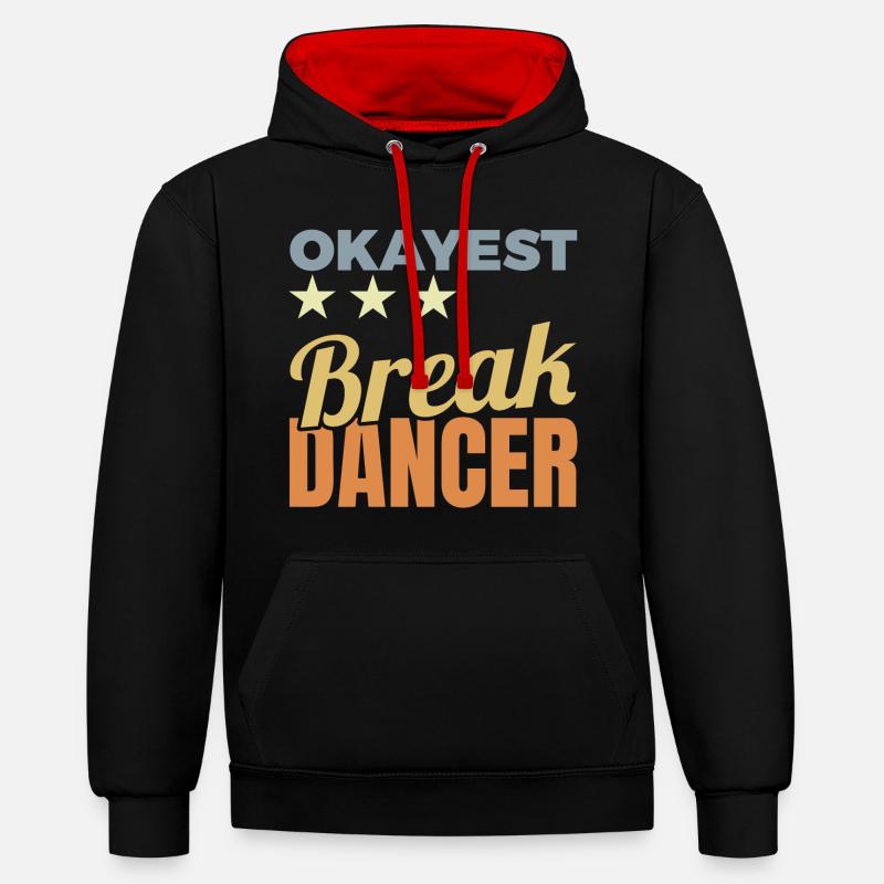Breakdancer moyen - Sweat à capuche contrasté - noir/rouge