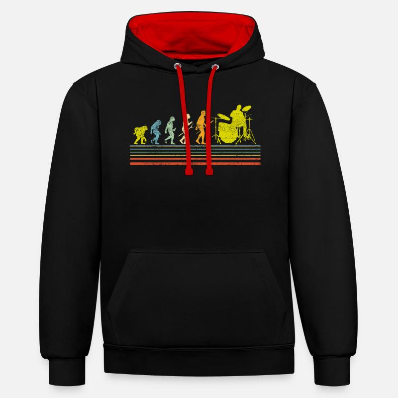 Percussionniste Evolution Percussion - Sweat à capuche contrasté - noir/rouge