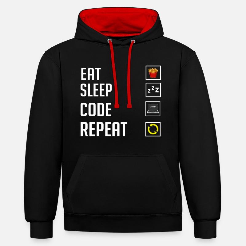 Programmierer Programmieren Computerentwickler Pc - Kontrast-Hoodie - Schwarz/Rot