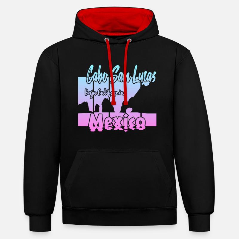 Cabo San Lucas Mexique - Sweat à capuche contrasté - noir/rouge