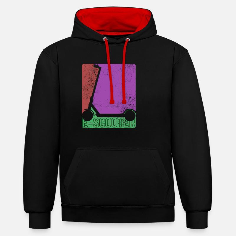 E-scooter, scooter électrique avec batterie - Sweat à capuche contrasté - noir/rouge