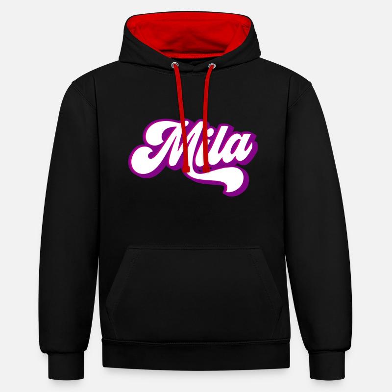 Mila | Couleurs changeantes - Sweat à capuche contrasté - noir/rouge