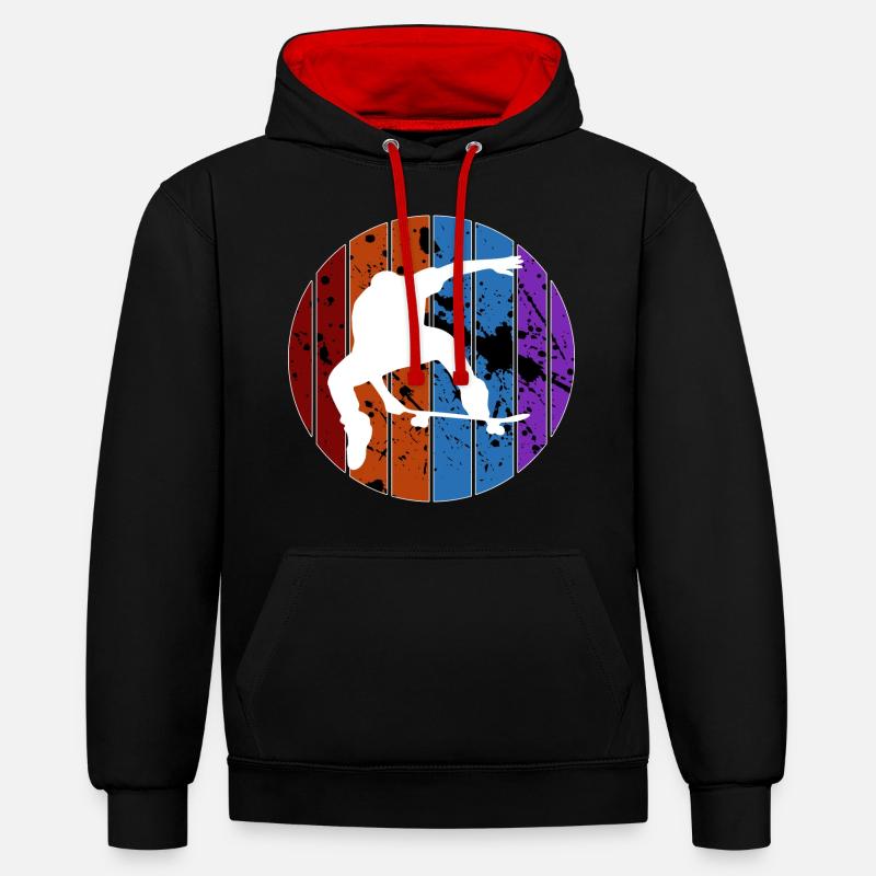Skateboard - Sweat à capuche contrasté - noir/rouge