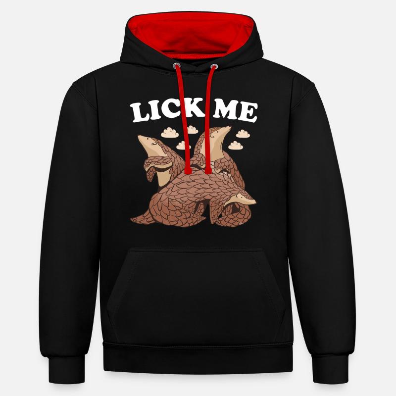 Lèche-moi Pangolin - Sweat à capuche contrasté - noir/rouge