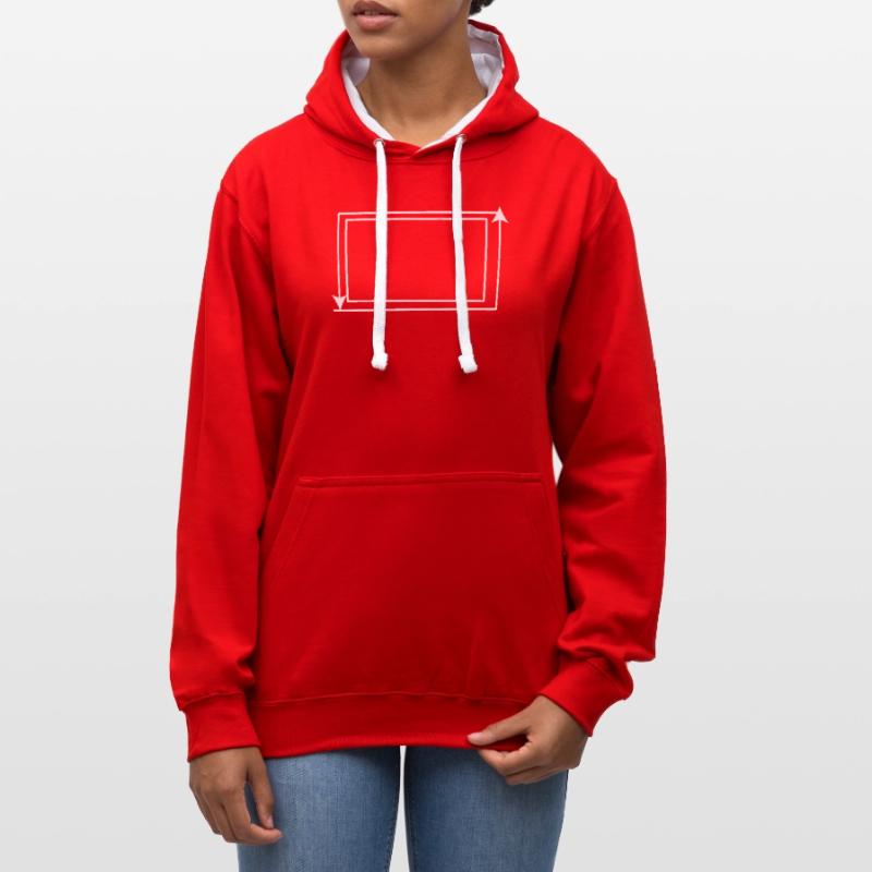 White Arrow Frame Rectangular Contrast hoodie