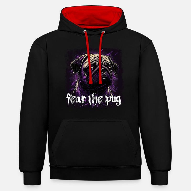 Craignez le carlin - Sweat à capuche contrasté - noir/rouge