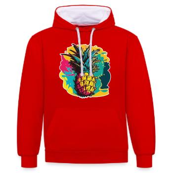 Fruit de l’ananas - Sweat à capuche contrasté - rouge/blanc - Devant - Liana (172cm) & Jaron (178cm)
