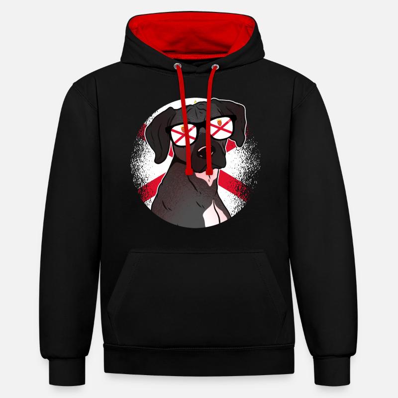 Jersey - Sweat à capuche contrasté - noir/rouge