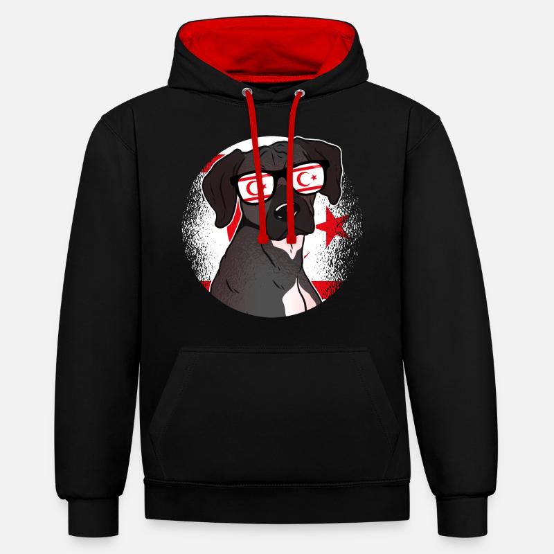 Chypre du Nord - Sweat à capuche contrasté - noir/rouge