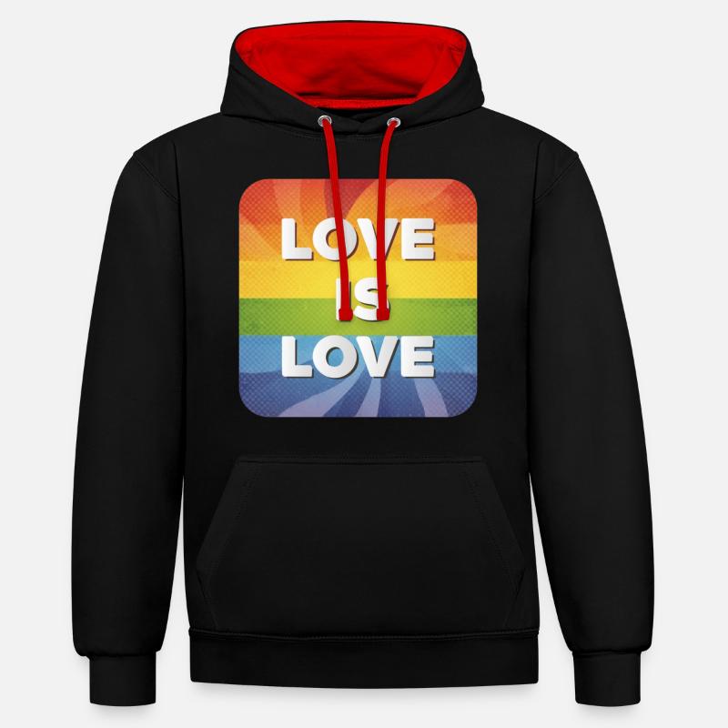 LGBTQ L’amour, c’est l’amour - Sweat à capuche contrasté - noir/rouge