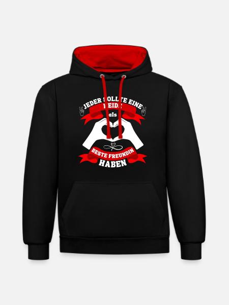 Beste Freundin Heide - Kontrast-Hoodie - Schwarz/Rot