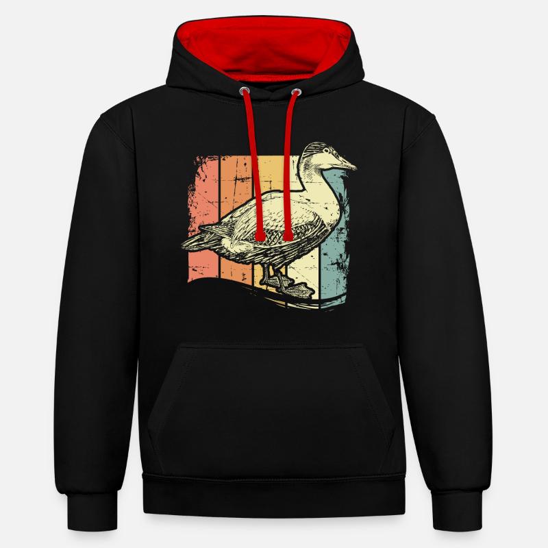 Ferme avec canards - Sweat à capuche contrasté - noir/rouge