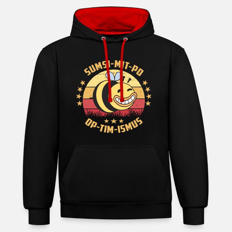 Optimismus oder Sumsi mit Po - Kontrast-Hoodie - Schwarz/Rot
